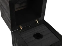 Aufklappbare LED Tischleuchte TREASURE aus Holz Schwarz, Höhe 16cm