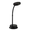 Aufladbare Akku Schreibtischlampe dimmbar, Schwarz mit Flexrohr, Höhe 38cm