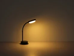 Aufladbare Akku Schreibtischlampe dimmbar, Schwarz mit Flexrohr, Höhe 38cm