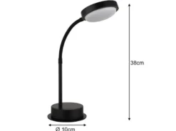 Aufladbare Akku Schreibtischlampe dimmbar, Schwarz mit Flexrohr, Höhe 38cm