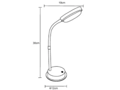 Aufladbare Akku Schreibtischlampe dimmbar, Schwarz mit Flexrohr, Höhe 38cm