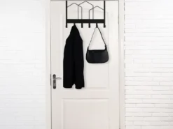 Ausgefallene Türgarderobe LOTTI aus Metall in Schwarz, Breite 48cm