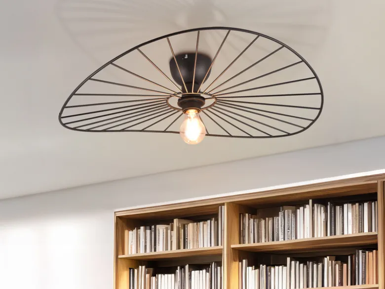 Ausgefallene Deckenleuchte CHAPEAU Lampenschirm Schwarzer Draht, Ø 60cm