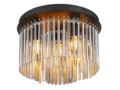 Ausgefallene Deckenleuchte GORLEY mit Rauchglas Stäben Kristalloptik, Ø 32cm