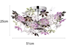 Ausgefallene große LED Deckenleuchte mit Blumen, dimmbar über Schalter Ø 51cm