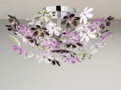Ausgefallene große LED Deckenleuchte mit Blumen, dimmbar über Schalter Ø 51cm