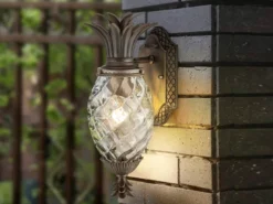 Ausgefallene LED Außenwandleuchte Bronzefarbig, Höhe 35,5cm