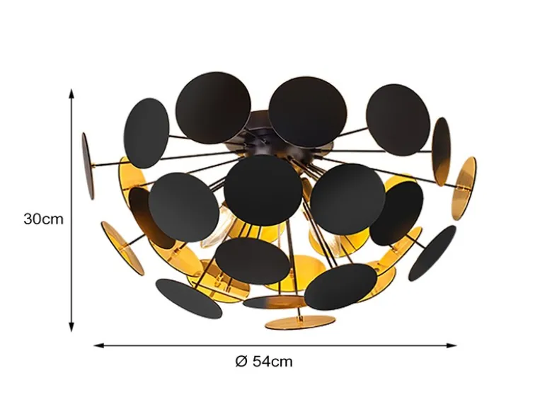 Ausgefallene LED Deckenleuchte Lampenschirm Schwarz-Gold, Ø 54cm