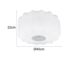 Ausgefallene LED Deckenleuchte mit Stoff Lampenschirm in Weiß, Ø 40cm