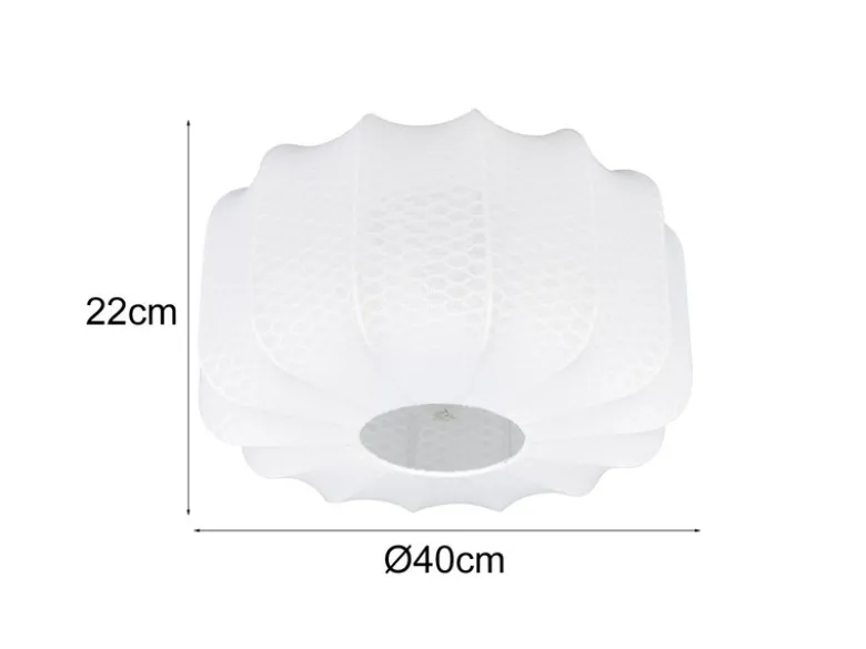 Ausgefallene LED Deckenleuchte mit Stoff Lampenschirm in Weiß, Ø 40cm