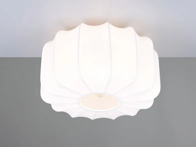 Ausgefallene LED Deckenleuchte mit Stoff Lampenschirm in Weiß, Ø 40cm