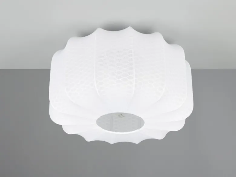 Ausgefallene LED Deckenleuchte mit Stoff Lampenschirm in Weiß, Ø 40cm