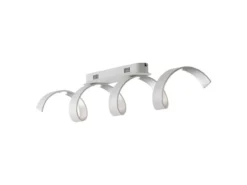 Ausgefallene LED Deckenlleuchte HELIX Weiß / Silber, Breite 80cm