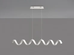 Ausgefallene LED Pendelleuchte HELIX Weiß / Silber, Breite 125cm
