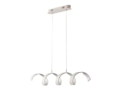 Ausgefallene LED Pendelleuchte HELIX Weiß / Silber, Breite 80cm