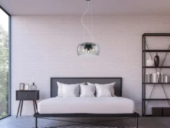 Ausgefallene LED Pendelleuchte mit Rauchglas Lampenschirm, Ø 40cm