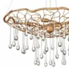 Ausgefallene LED Pendelleuchte Gold matt mit Glas Behang Ø 66cm