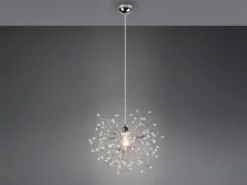 Ausgefallene LED Pendelleuchte Silber Chrom mit Acryl Kristall, Ø 52cm