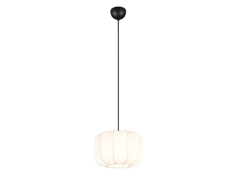 Ausgefallene LED Pendelleuchte mit Stoff Lampenschirm in Weiß, Ø 25cm