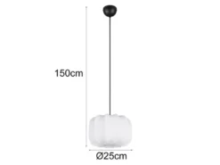 Ausgefallene LED Pendelleuchte mit Stoff Lampenschirm in Weiß, Ø 25cm