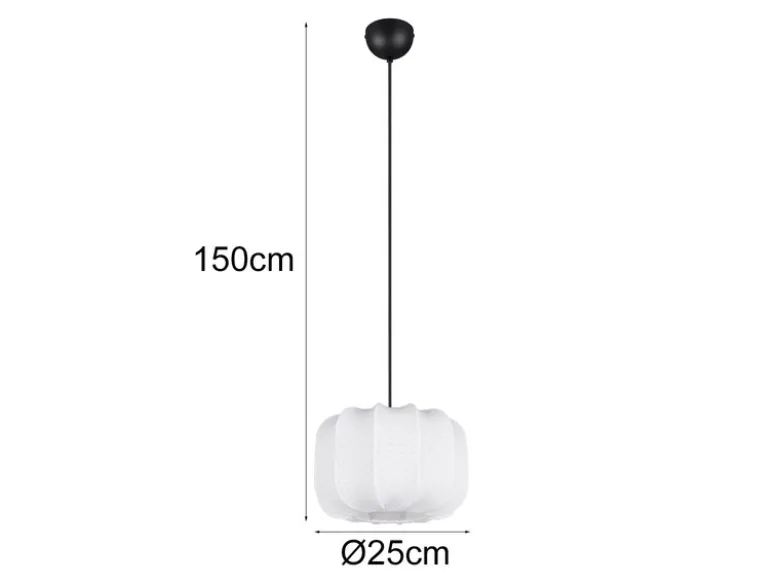 Ausgefallene LED Pendelleuchte mit Stoff Lampenschirm in Weiß, Ø 25cm