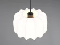 Ausgefallene LED Pendelleuchte mit Stoff Lampenschirm in Weiß, Ø 25cm