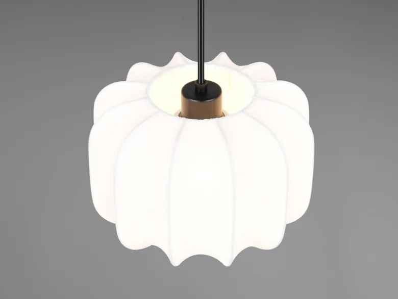 Ausgefallene LED Pendelleuchte mit Stoff Lampenschirm in Weiß, Ø 25cm