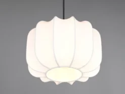 Ausgefallene LED Pendelleuchte mit Stoff Lampenschirm in Weiß, Ø 25cm