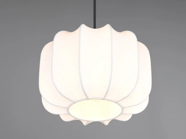 Ausgefallene LED Pendelleuchte mit Stoff Lampenschirm in Weiß, Ø 25cm