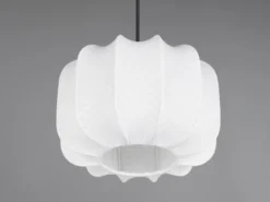 Ausgefallene LED Pendelleuchte mit Stoff Lampenschirm in Weiß, Ø 25cm