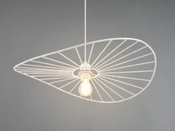 Ausgefallene LED Pendelleuchte, Lampenschirm Weißer Draht, Ø 60cm