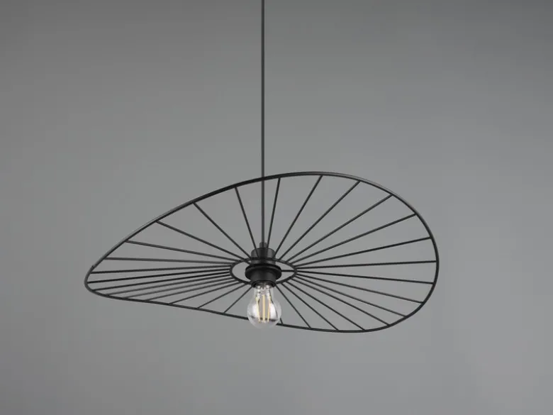 Ausgefallene LED Pendelleuchte, Lampenschirm Schwarzer Draht, Ø 60cm