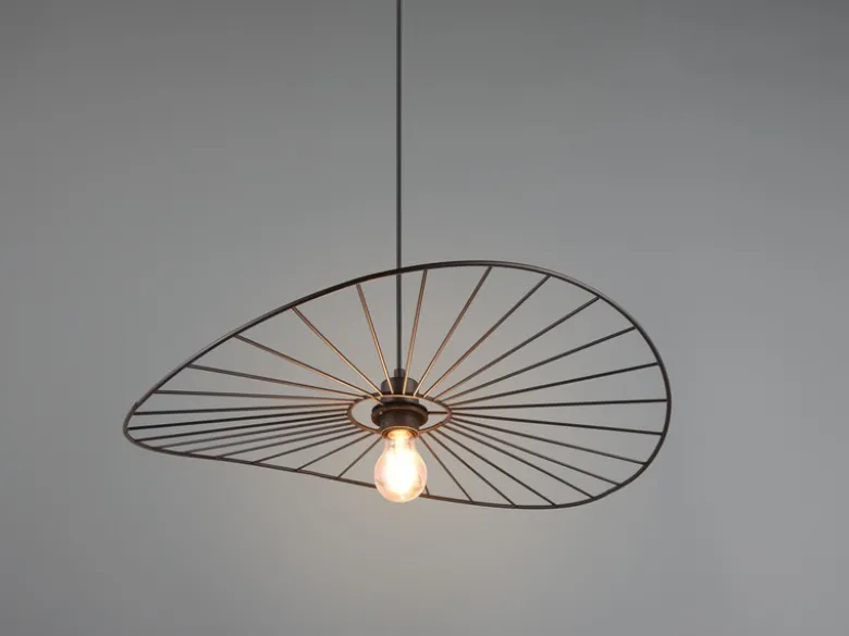 Ausgefallene LED Pendelleuchte, Lampenschirm Schwarzer Draht, Ø 60cm