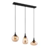Ausgefallene LED Pendelleuchte 3-flammig, Glas amberfarbig, Breite 70cm