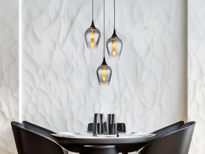 Ausgefallene LED Pendelleuchte mit drei Rauchglas Lampenschirmen, Ø 45cm