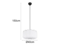 Ausgefallene LED Pendelleuchte mit Stoff Lampenschirm in Weiß, Ø 40cm
