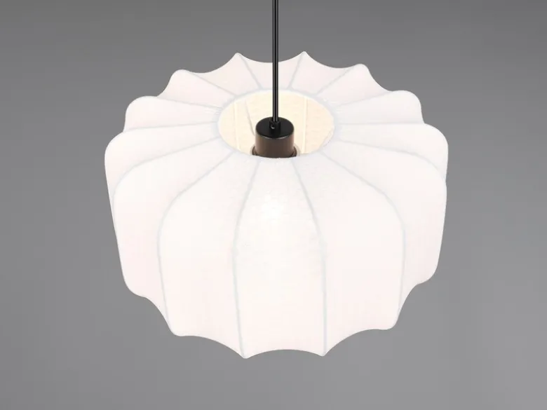 Ausgefallene LED Pendelleuchte mit Stoff Lampenschirm in Weiß, Ø 40cm