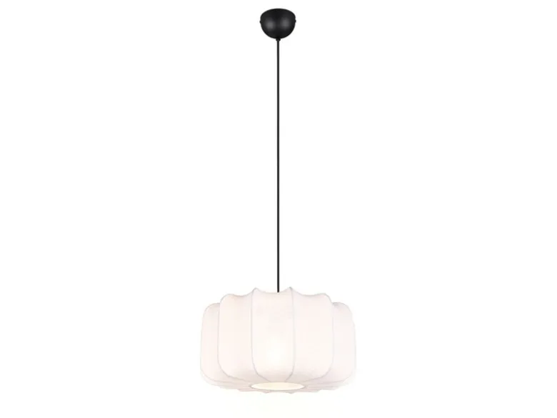 Ausgefallene LED Pendelleuchte mit Stoff Lampenschirm in Weiß, Ø 40cm