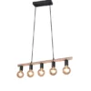 Ausgefallene LED Pendelleuchte 5 flammig Balken mit Sisal Seil, Breite 80cm