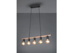 Ausgefallene LED Pendelleuchte 5 flammig Balken mit Sisal Seil, Breite 80cm