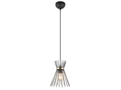 Ausgefallene LED Pendelleuchte Draht Lampenschirm Schwarz-Gold, Ø 20cm
