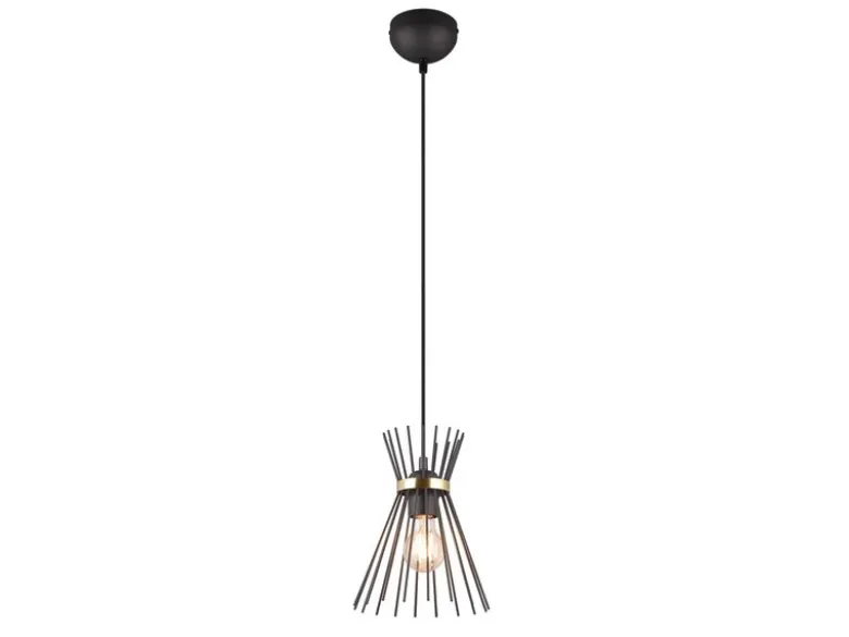 Ausgefallene LED Pendelleuchte Draht Lampenschirm Schwarz-Gold, Ø 20cm