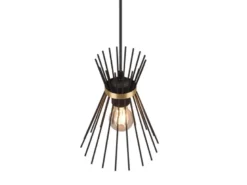 Ausgefallene LED Pendelleuchte Draht Lampenschirm Schwarz-Gold, Ø 20cm