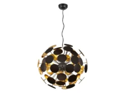 Ausgefallene LED Pendelleuchte Lampenschirm Schwarz-Gold, Ø 54cm
