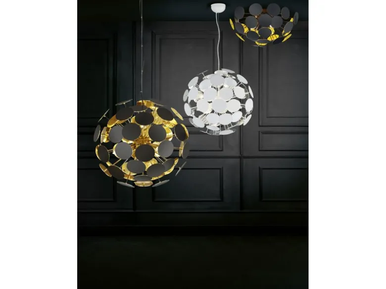Ausgefallene LED Pendelleuchte Lampenschirm Schwarz-Gold, Ø 54cm