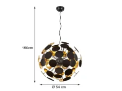 Ausgefallene LED Pendelleuchte Lampenschirm Schwarz-Gold, Ø 54cm