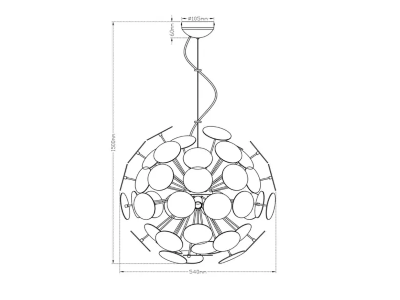 Ausgefallene LED Pendelleuchte Lampenschirm Schwarz-Gold, Ø 54cm