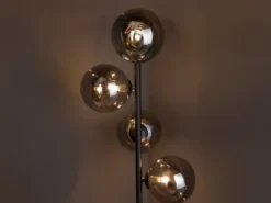 Ausgefallene LED Stehlampe mehrflammig Schwarz - Glaskugeln Rauchglas, H: 160cm