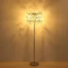 Ausgefallene LED Stehlampe Silber mit Glas Kristall 2-farbig, Höhe 155cm