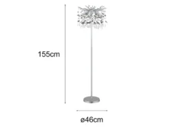 Ausgefallene LED Stehlampe Silber mit Glas Kristall 2-farbig, Höhe 155cm